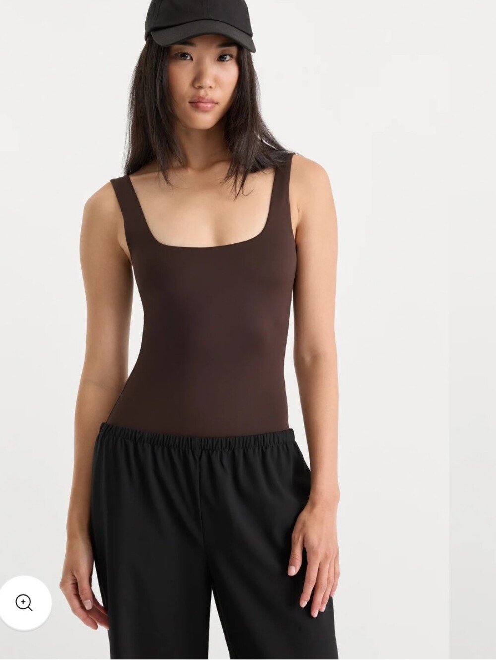 Good American Sculpting Modern Tank Bodysuit Espresso Square Neck Size 5XL